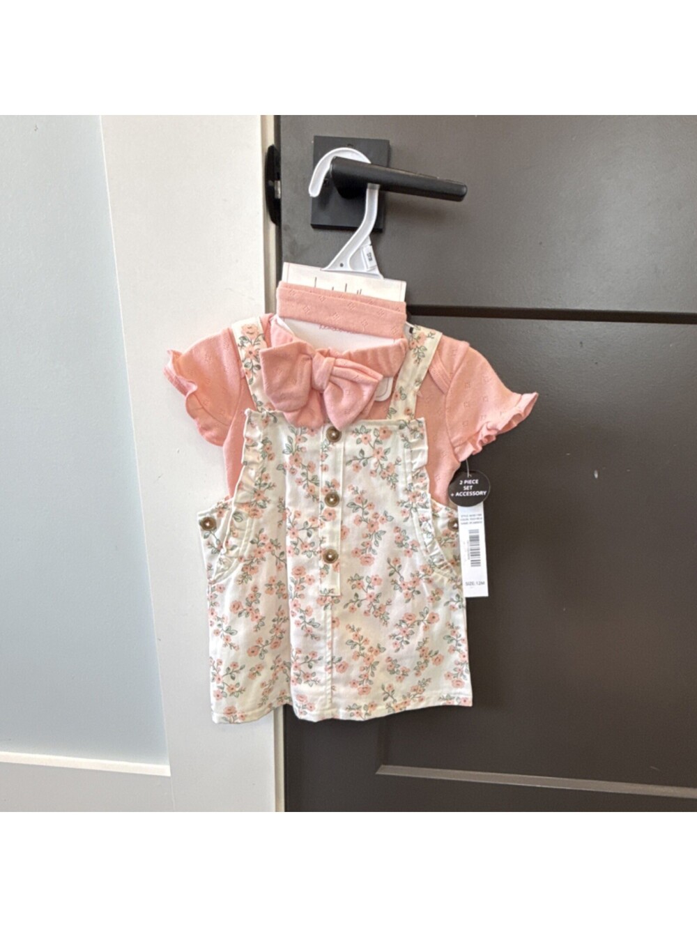 Rachel Zoe girls jumper set 12M peach melba floral 3 piece short sleeve outfit